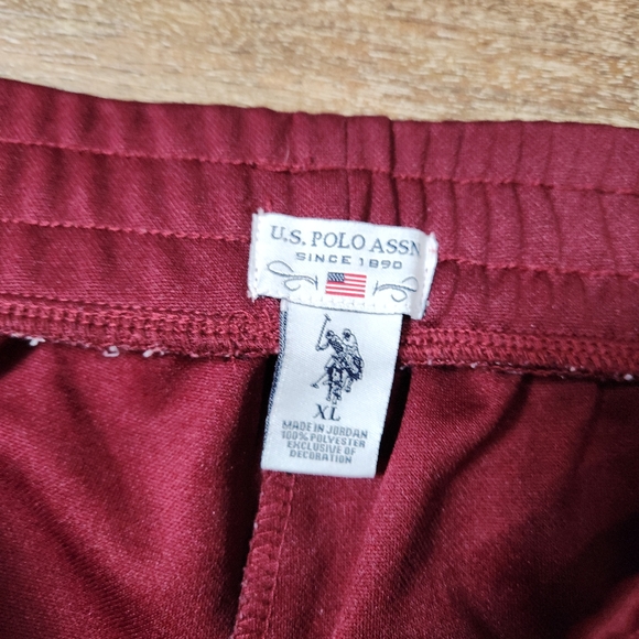 VINTAGE U.S. POLO ASSN GARNETT W/ WHITE STRIPE SIDE SNAP STRETCH PANTS SIZE XL - Picture 3 of 8